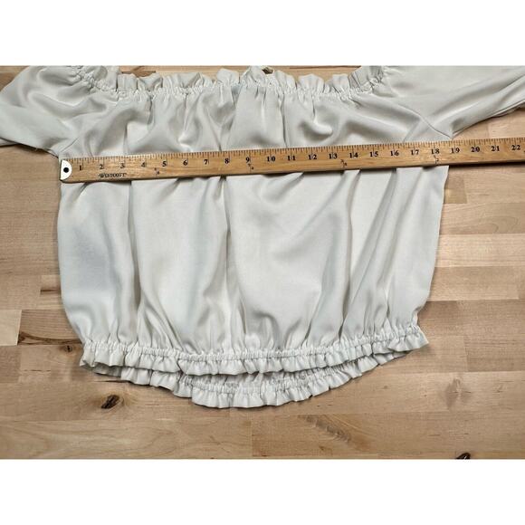 RedTag Women White Boho Long Sleeve Crop Top Lace Sleeves UK Size 16 (M) - Picture 6 of 8